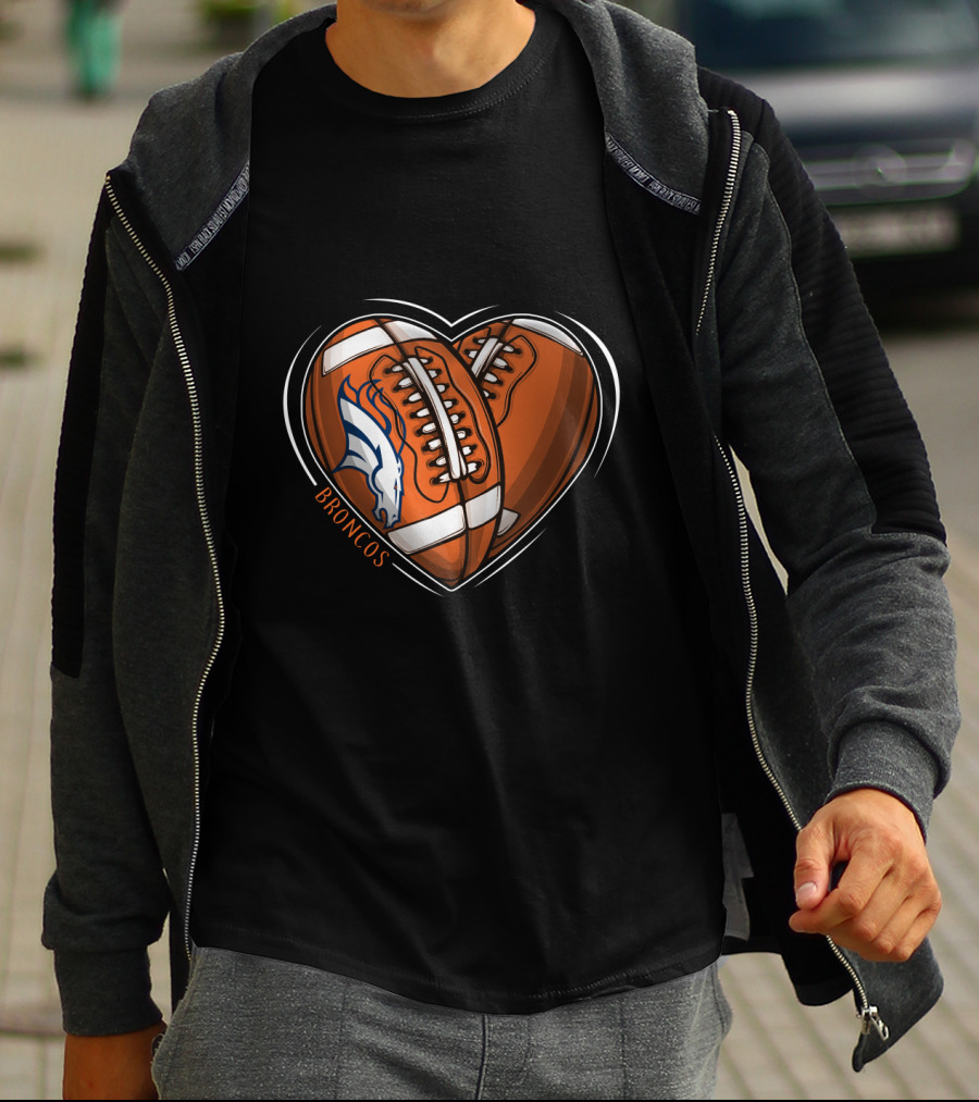 BBroncos Heart Design DH 90 NFL Denver Broncos T-Shirt