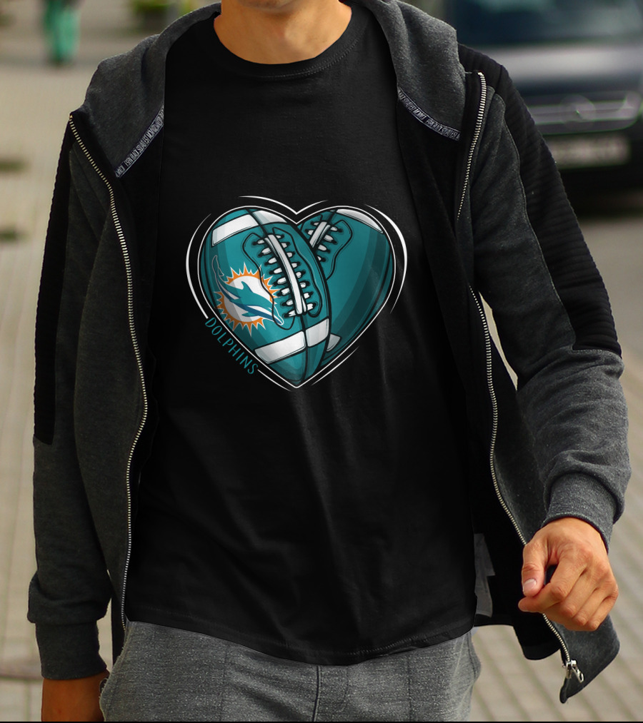 Miami Dolphins Heart Logo DH 90 NFL T-Shirt