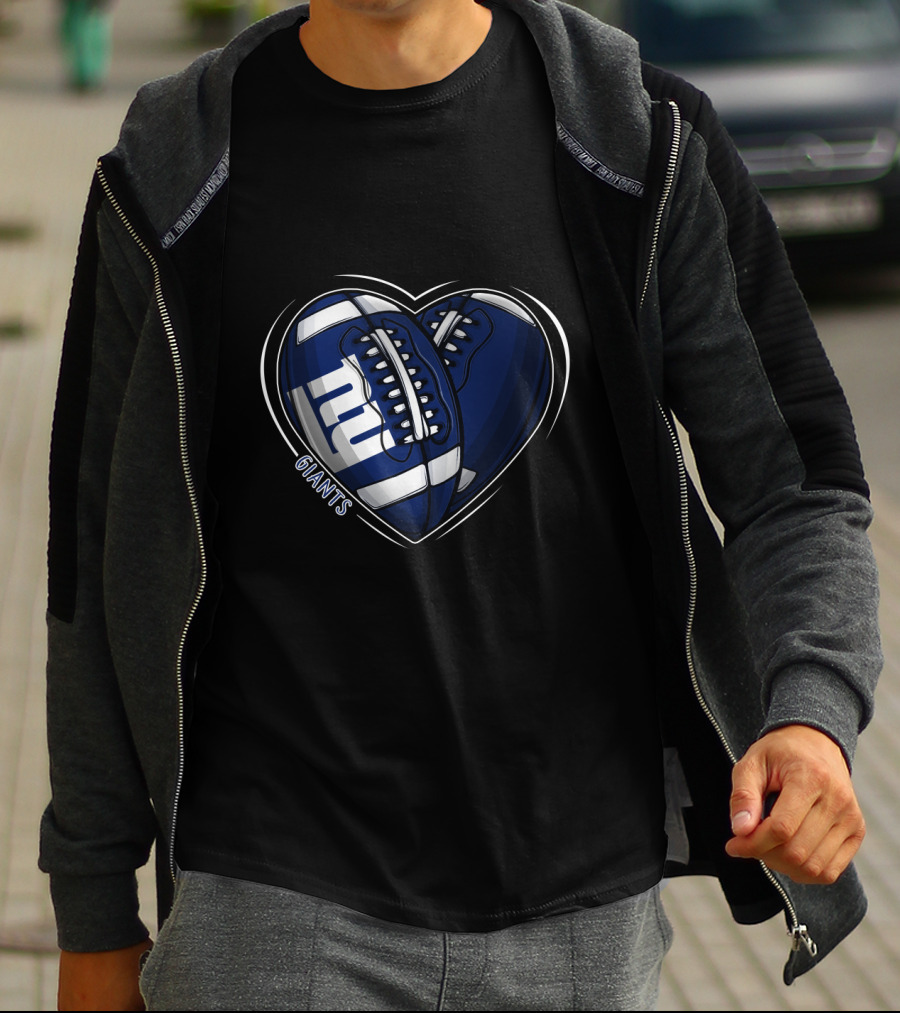DH 90 NFL New York Giants Football Heart T-Shirt
