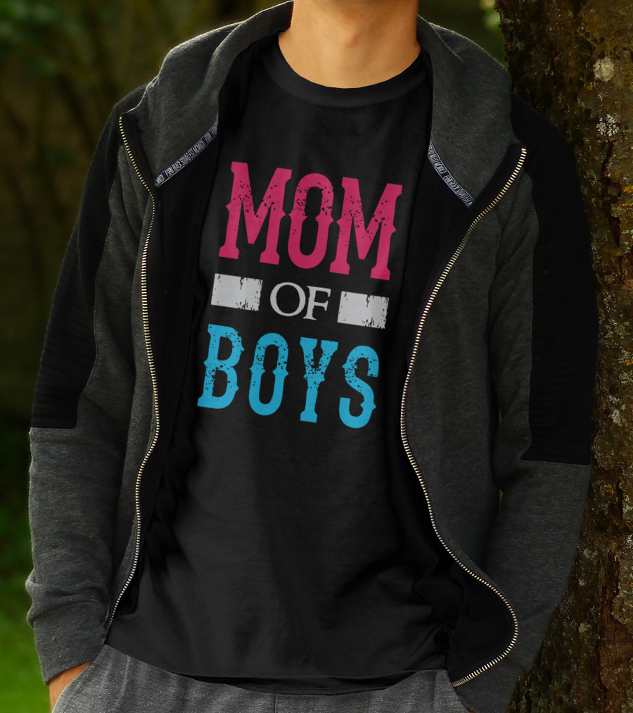 Mom Of Boys Proud Mother Celebration Text T-Shirt
