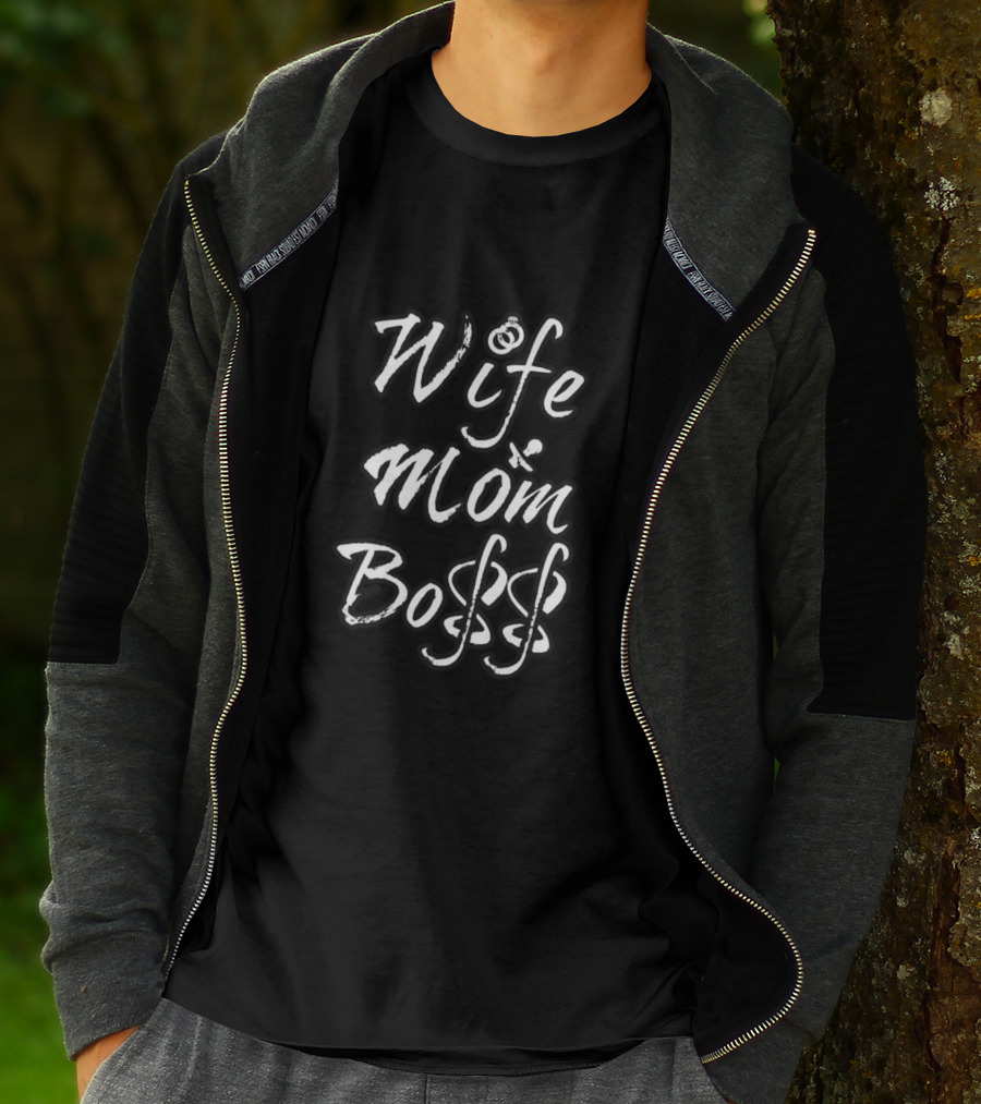 Wife Mom Boss Stylish Script Empowerment T-Shirt