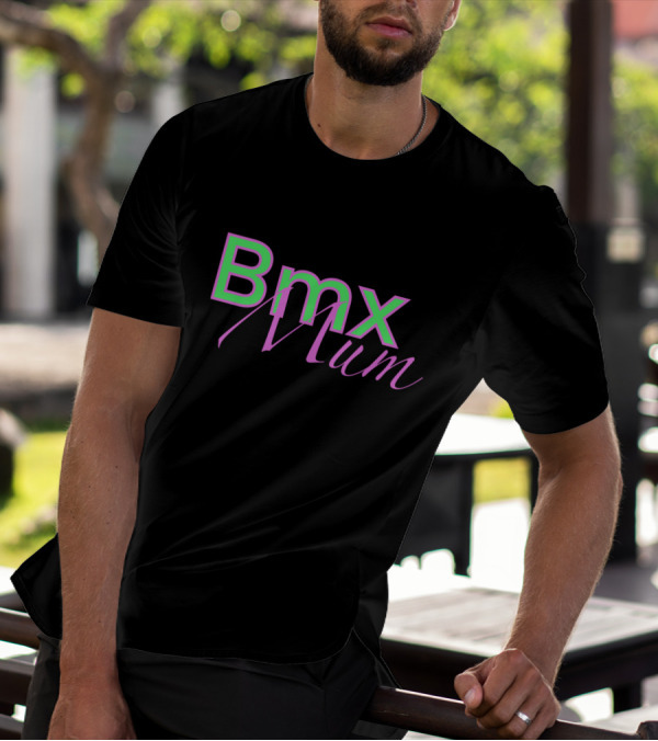 Bmx Mum Bold Neon Pink And Green Typography T-Shirt