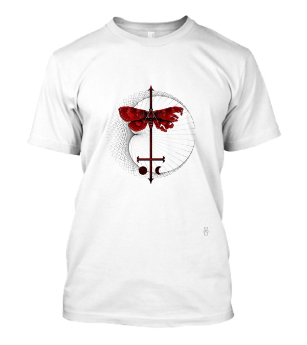 Blood Moon Moth Red Variant With Lunar Symbols And Mystical Spear Elements T-Shirt