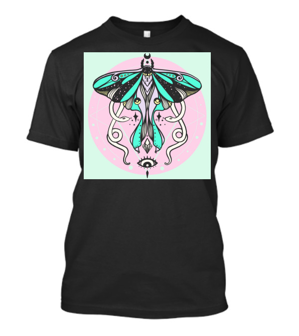 Luna Moth And Snakes With Mystical Witchy Aesthetic Crescent Moon And Eye T-Shirt