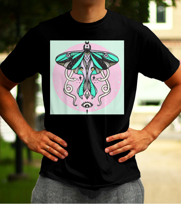 Luna Moth And Snakes With Mystical Witchy Aesthetic Crescent Moon And Eye T-Shirt