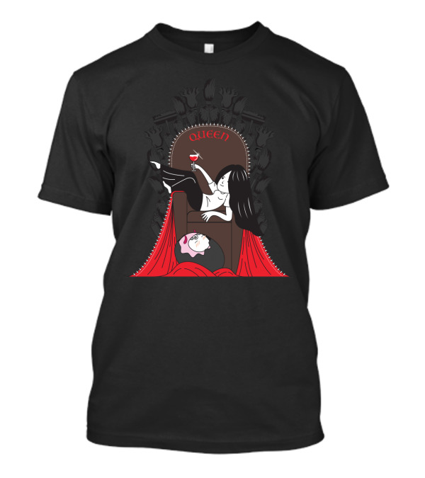Queen Throne Lounge With Wine Glass And Red Drapes T-Shirt