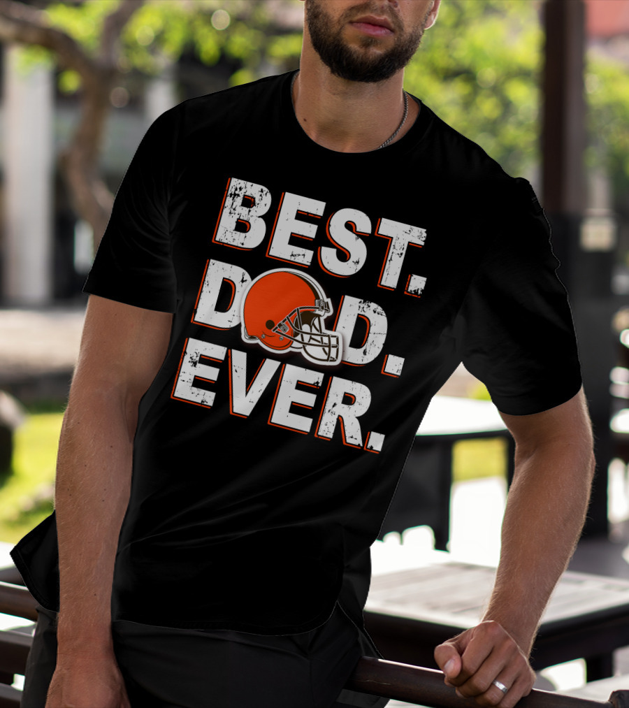Best Dad Ever Browns Football Helmet T-Shirt