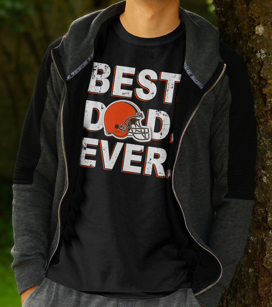 Best Dad Ever Browns Football Helmet T-Shirt