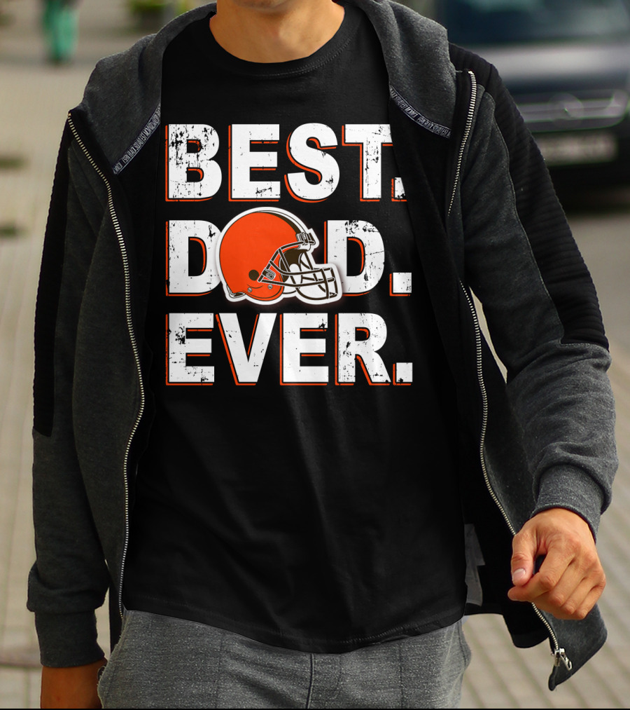Best Dad Ever Browns Football Helmet T-Shirt