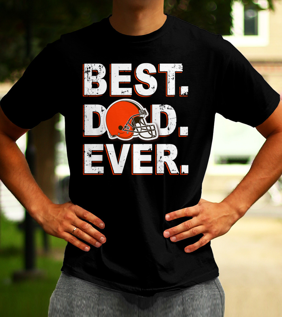 Best Dad Ever Browns Football Helmet T-Shirt