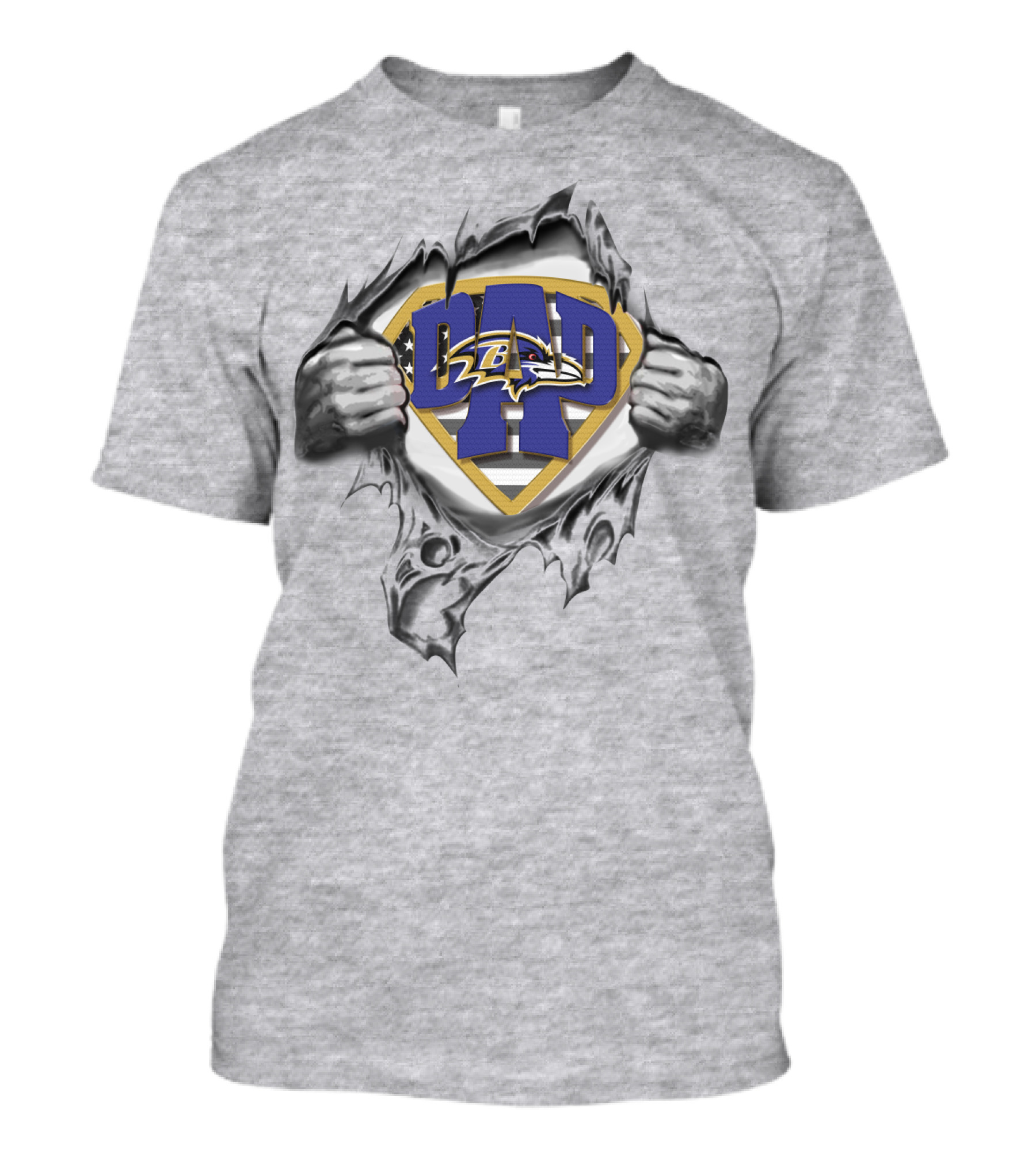Superdad Baltimore Ravens Logo In Superhero T-Shirt