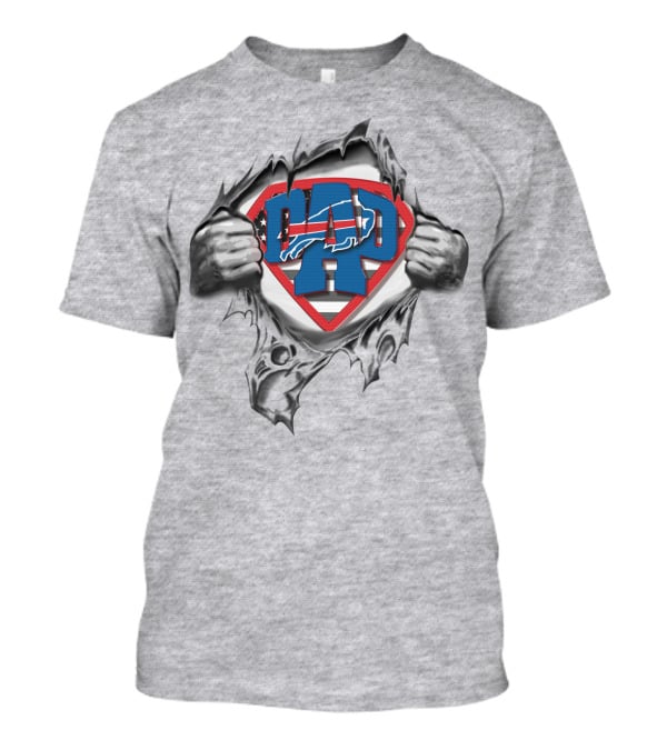 Buffalo Bills Superdad Logo With Torn Shirt Superman T-Shirt