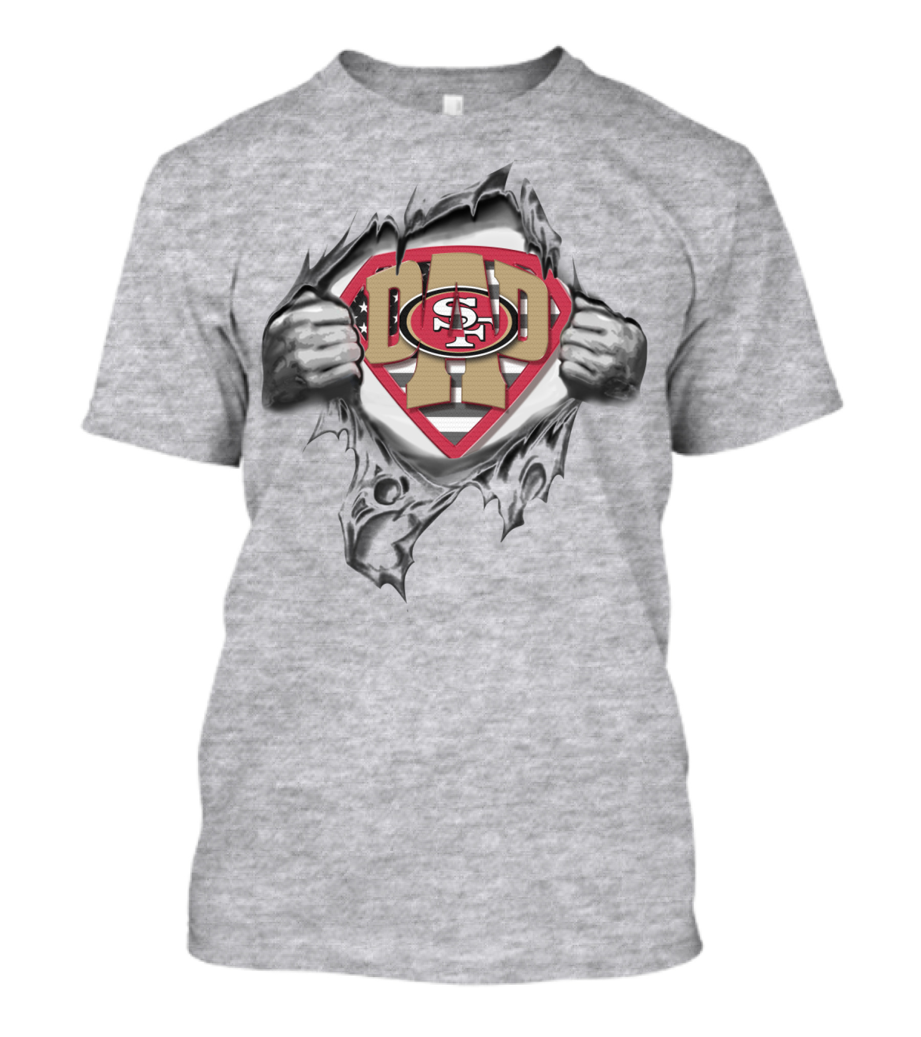 San Francisco 49ers Superdad Emblem With Tearing Hands T-Shirt