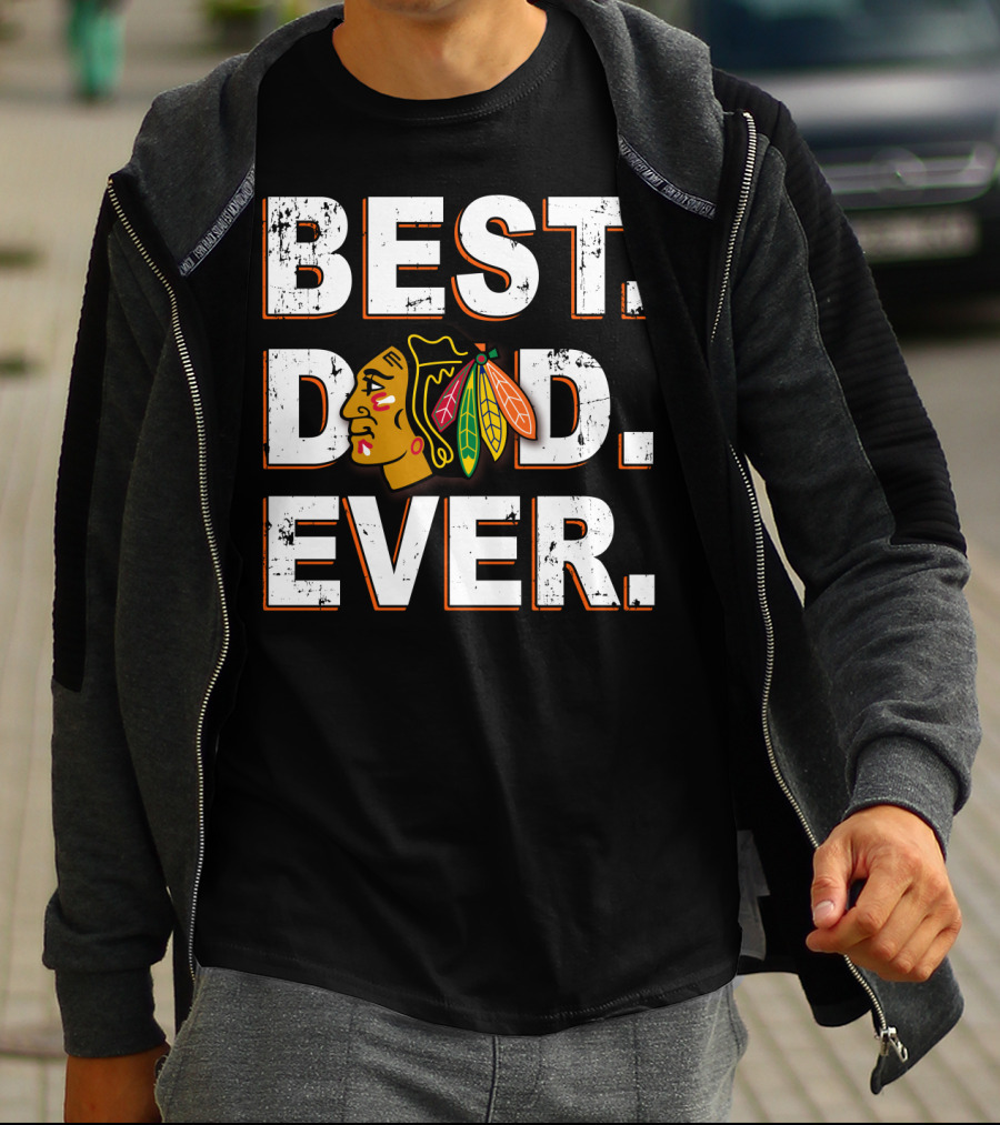Best Dad Ever Chicago Blackhawks Logo T-Shirt