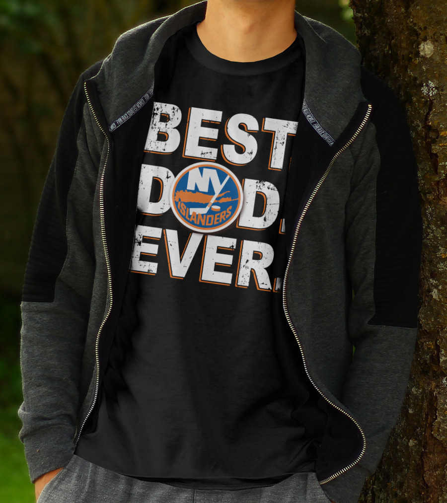 Best Dad Ever NY Islanders Hockey Fan T-Shirt