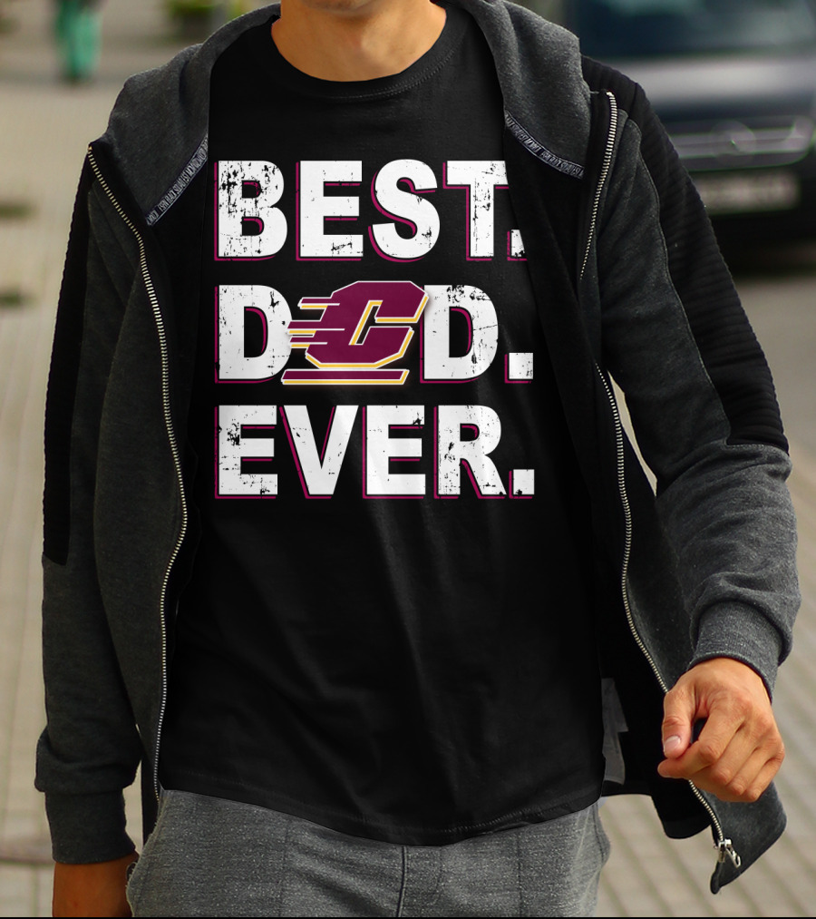Best Dad Ever Central Michigan Chippewas Bold Text With Flying C T-Shirt