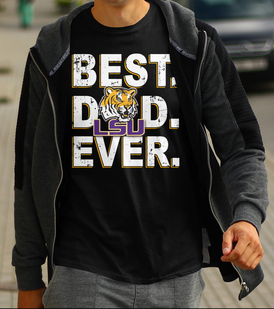Best Dad Ever Lsu Tigers Logo Fan Support T-Shirt