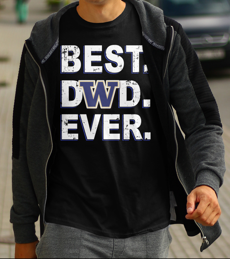 Best Dad Ever Washington Huskies Block Letters T-Shirt