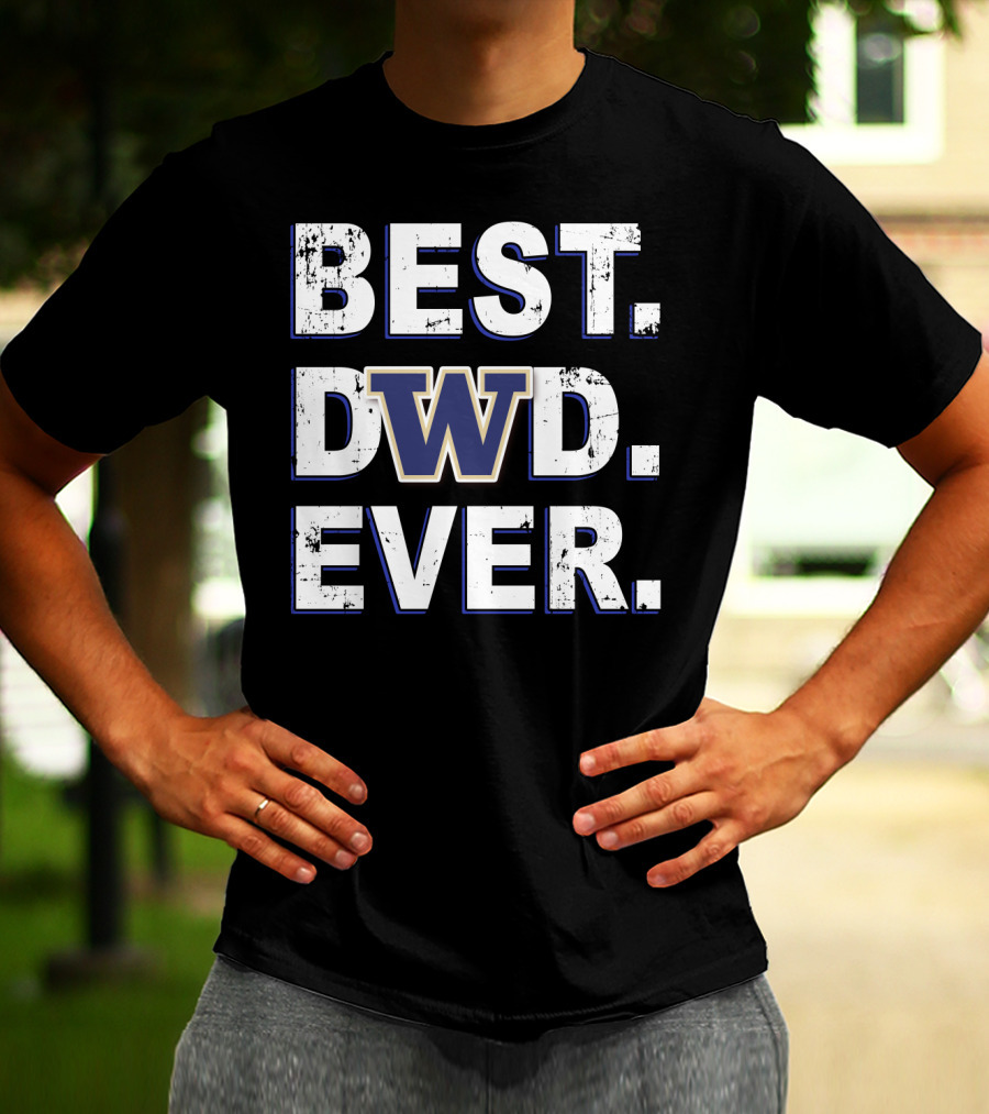 Best Dad Ever Washington Huskies Block Letters T-Shirt