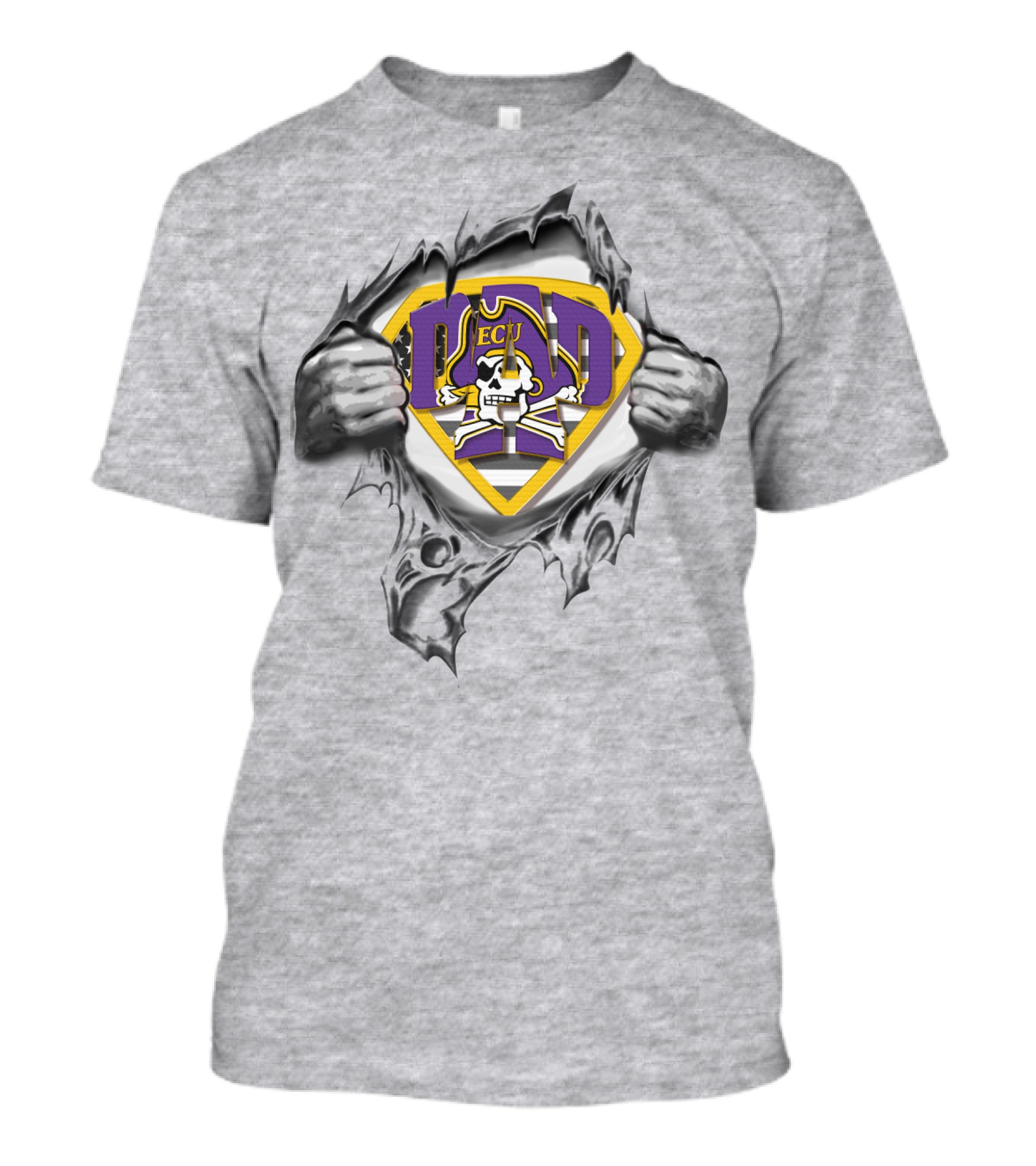 East Carolina Pirates Superdad ECU Skull Logo Hero T-Shirt