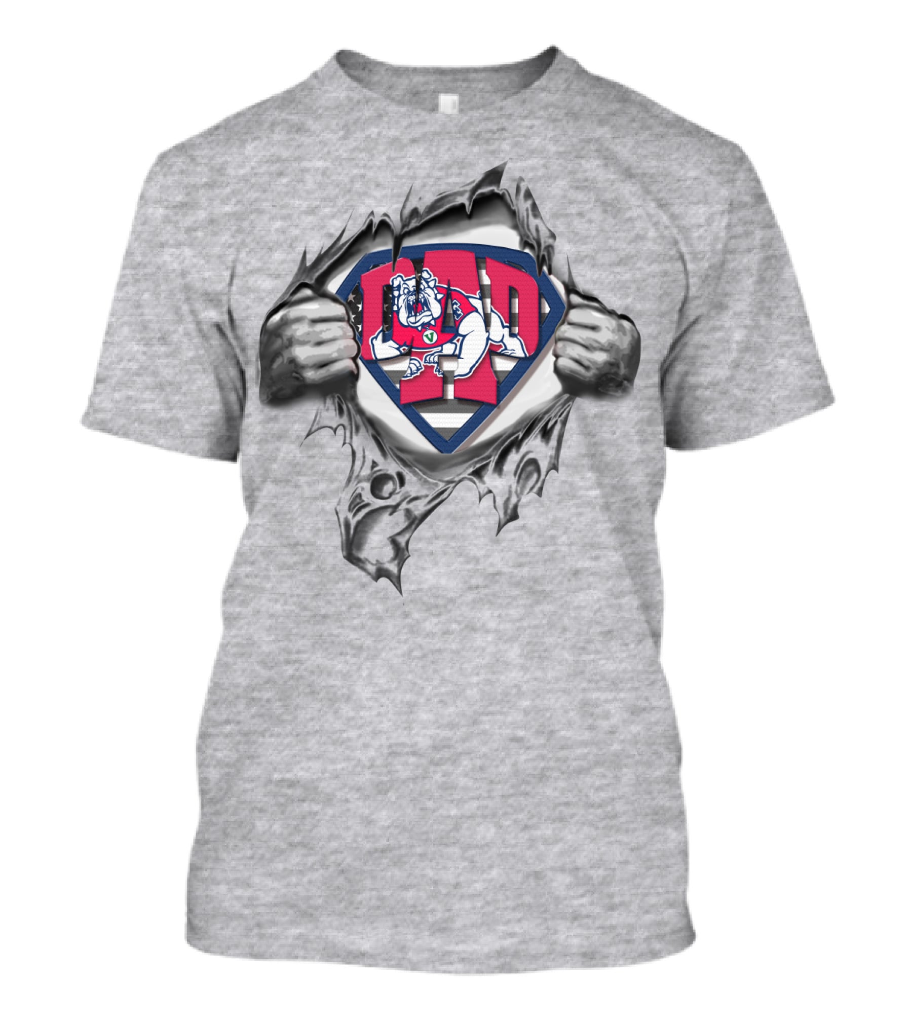 SUPERDAD FRESNO STATE BULLDOGS LOGO S SHIELD RIPPED CHEST T-Shirt