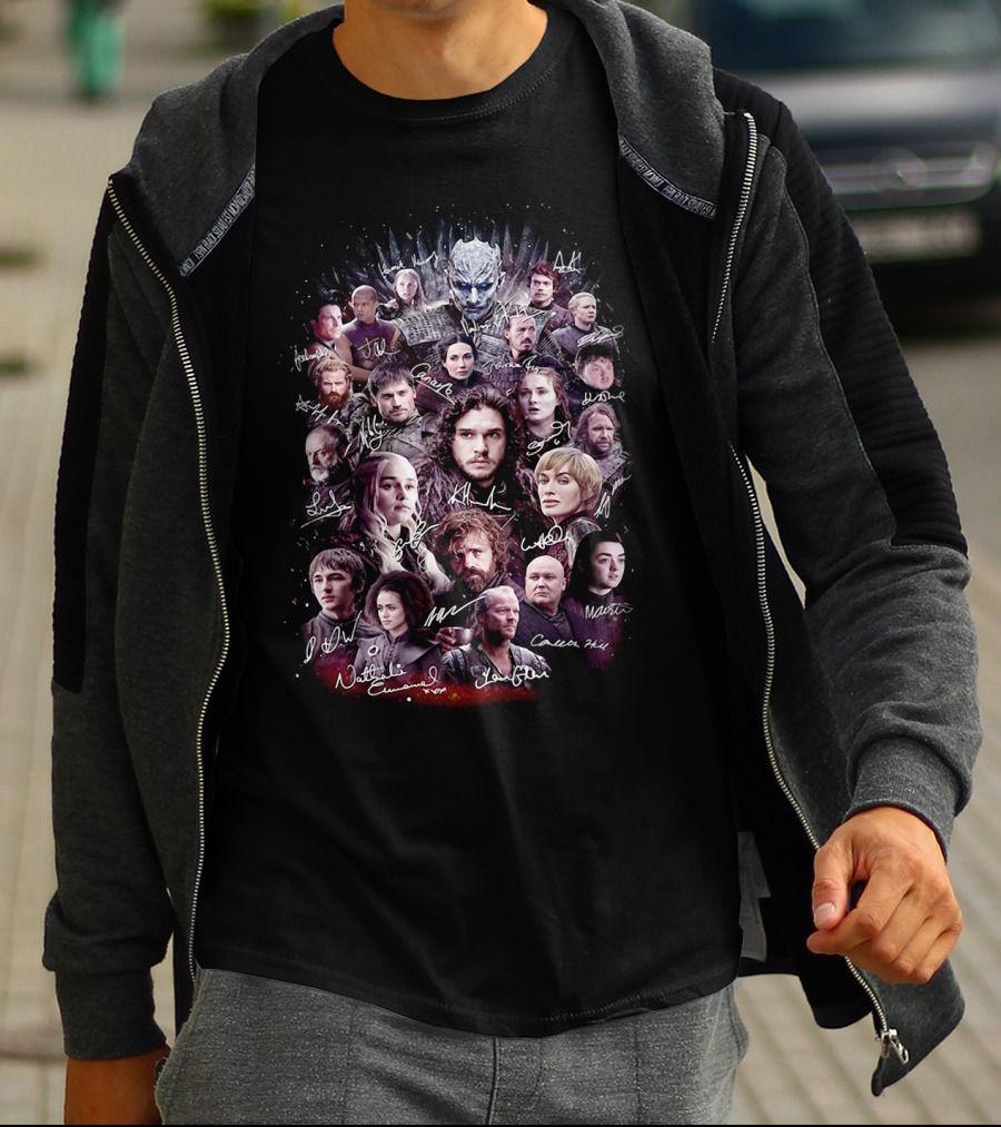 Game Of Thrones Characters Collage With Authentic Signatures T-Shirt
