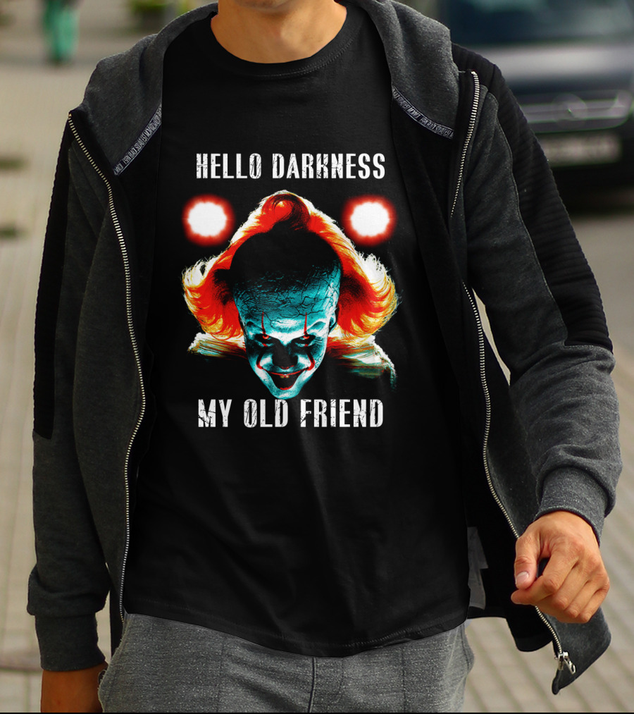 Pennywise Clown Artwork Hello Darkness My Old Friend Horror T-Shirt