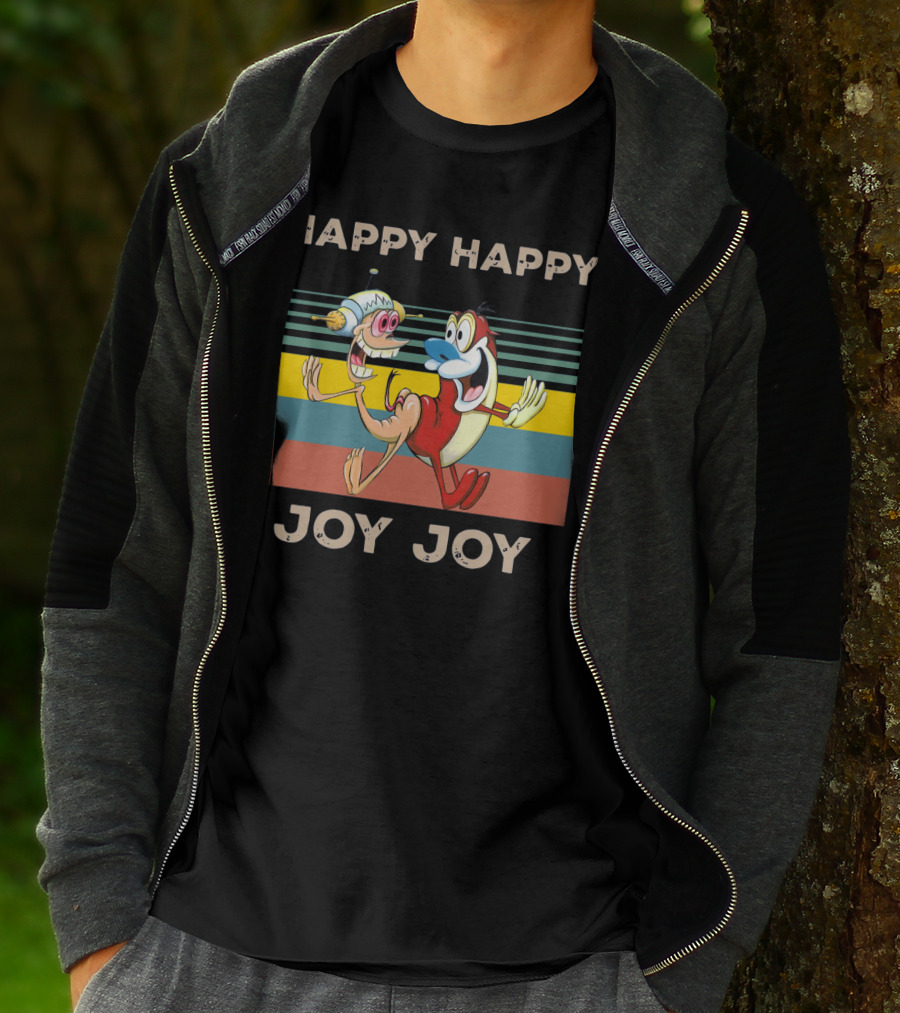 Ren And Stimpy Happy Happy Joy Joy Mighty Fine Stripede T-Shirt