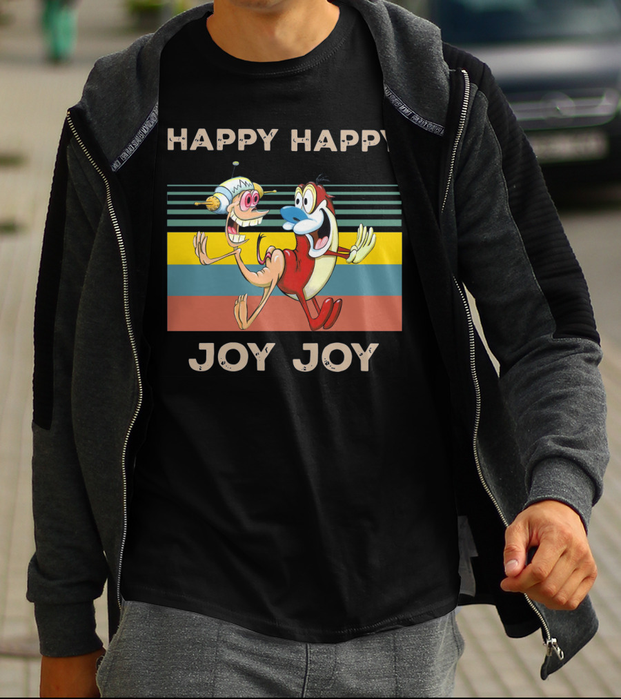 Ren And Stimpy Happy Happy Joy Joy Mighty Fine Stripede T-Shirt