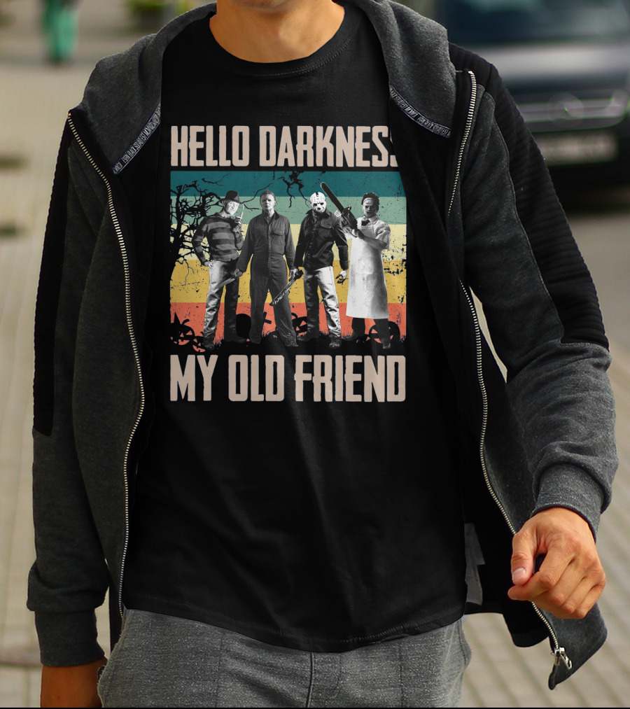 Hello Darkness My Old Friend Horror Icons Halloween T-Shirt