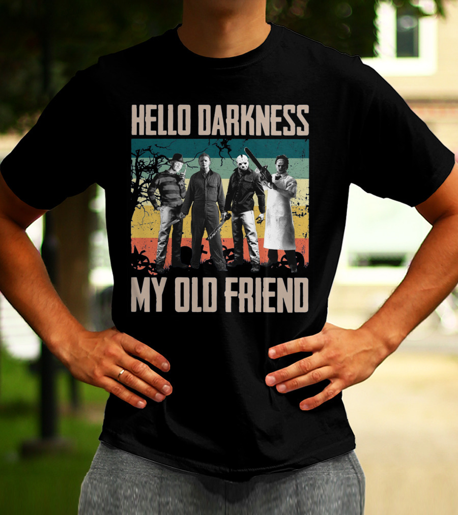 Hello Darkness My Old Friend Horror Icons Halloween T-Shirt