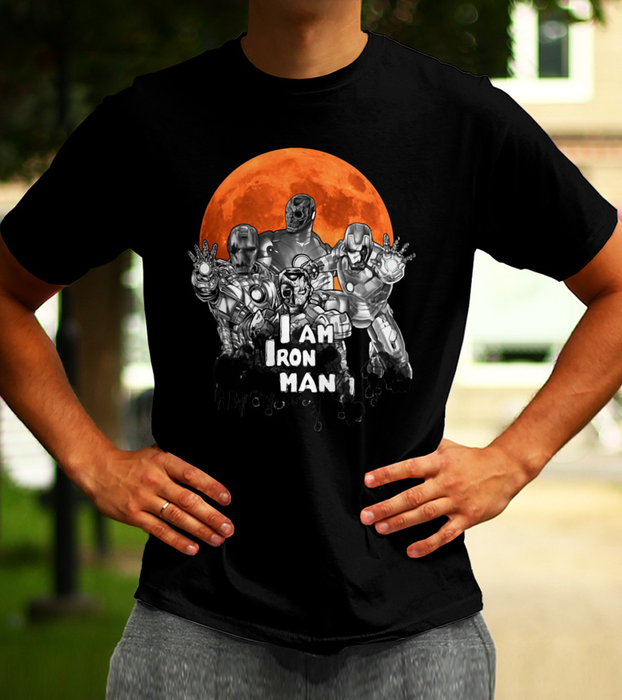 Iron Man Zombie Halloween I Am Iron Man Moon T-Shirt