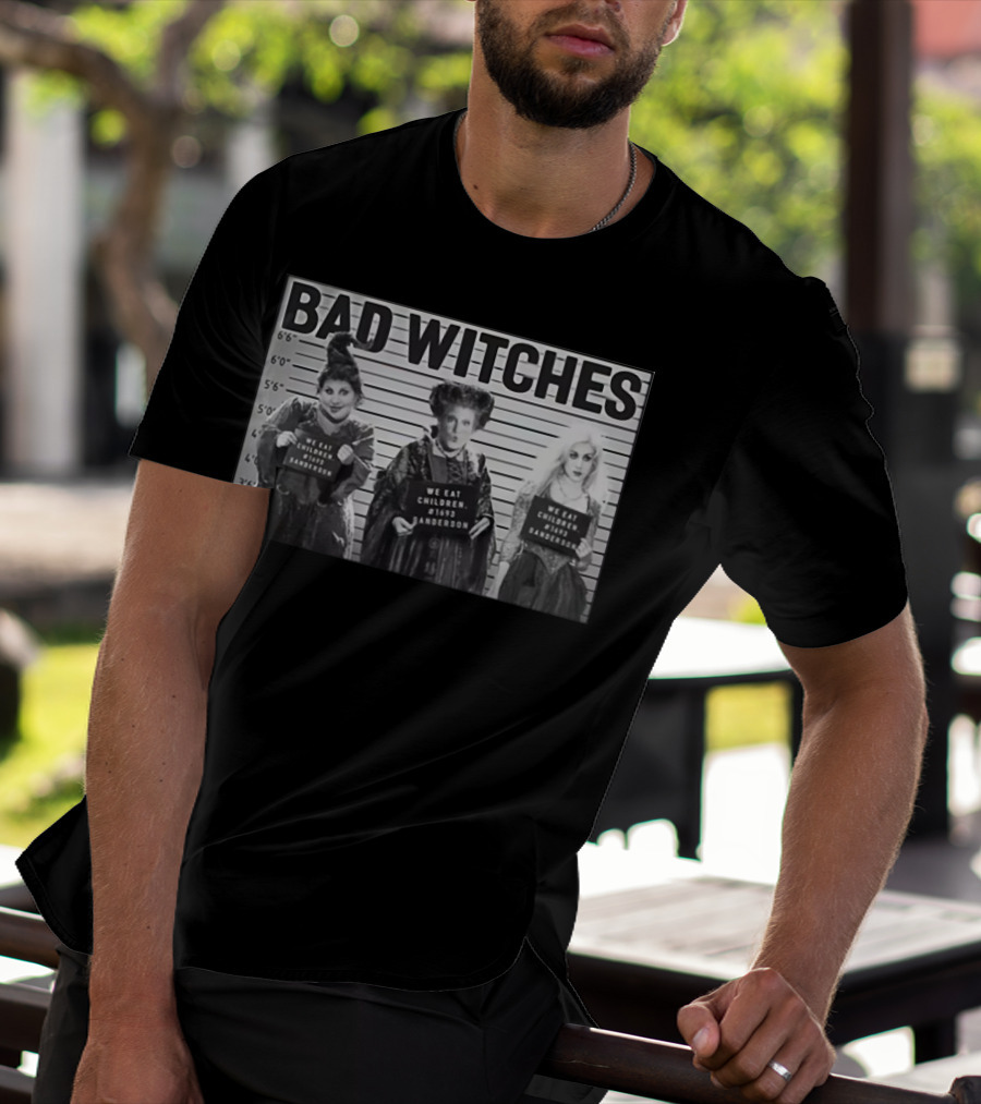 Hocus Pocus Bad Witches Mugshot Halloween Sanderson Sisters We Eat Children 1693 T-Shirt