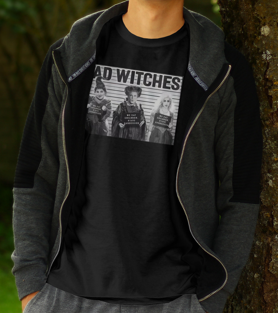 Hocus Pocus Bad Witches Mugshot Halloween Sanderson Sisters We Eat Children 1693 T-Shirt