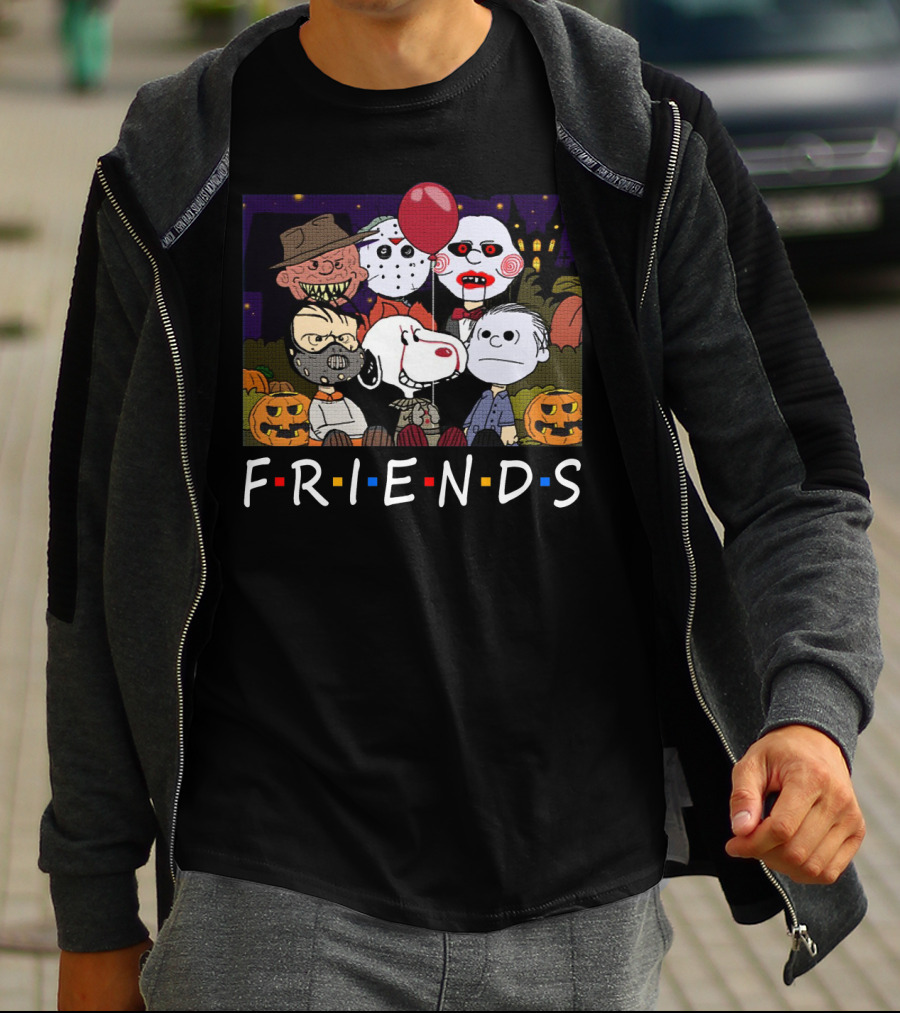 Horror Halloween Peanuts Characters Friends TV Show Mashup T-Shirt