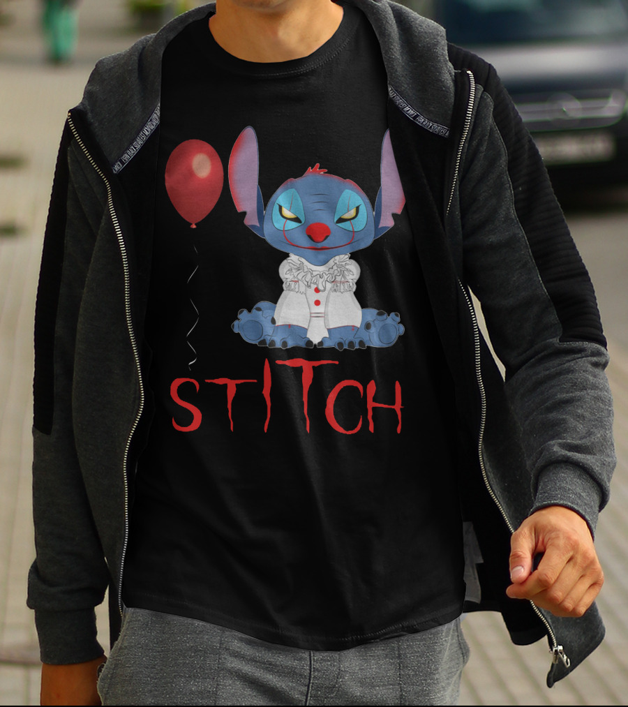 It Horror Stitch With Pennywise Balloon T-Shirt