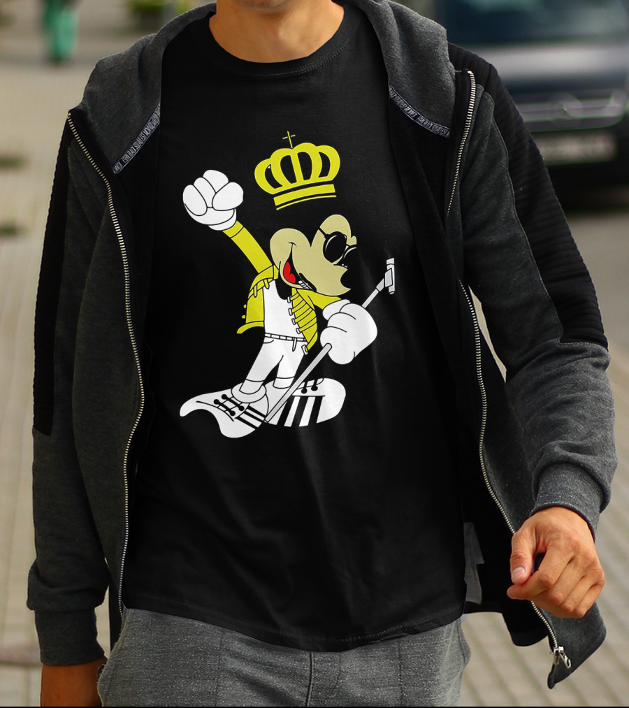 Freddie Mercury Mickey Mouse Crown Pose With Microphone T-Shirt
