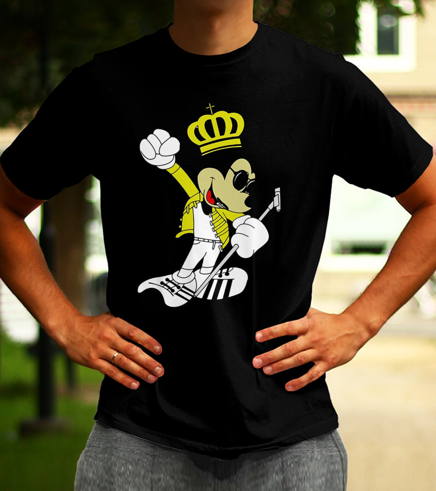Freddie Mercury Mickey Mouse Crown Pose With Microphone T-Shirt