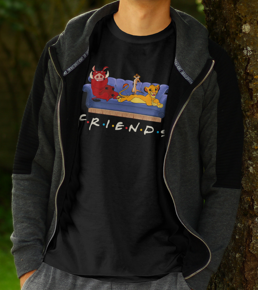 Friends The Lion King Simba Timon Pumbaa Couch T-Shirt