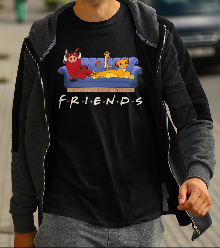 Friends The Lion King Simba Timon Pumbaa Couch T-Shirt