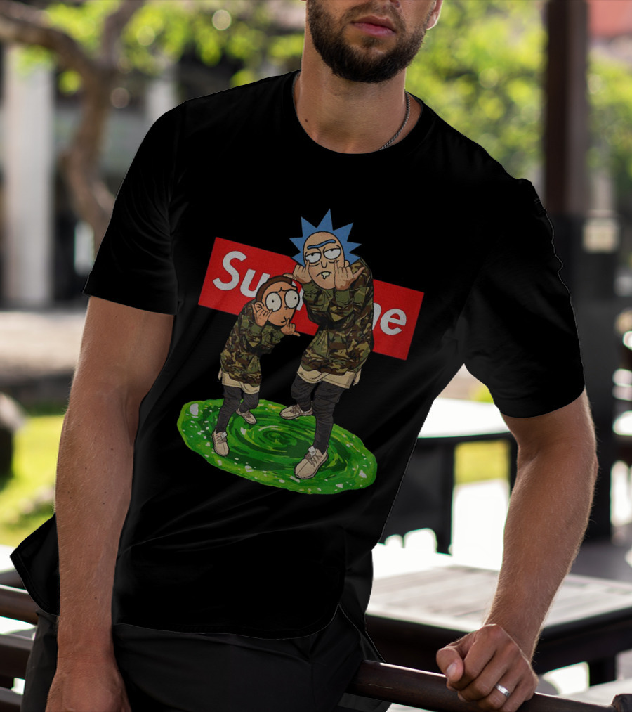 Rick And Morty Supreme Portal Streetwear Camo T-Shirt