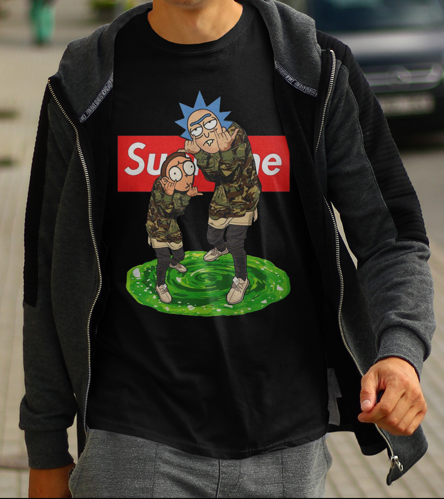 Rick And Morty Supreme Portal Streetwear Camo T-Shirt