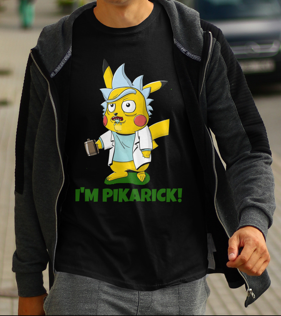 Rick And Morty I’m Pikarick Pikachu Crossover With Lab Coat And Portal Gun T-Shirt