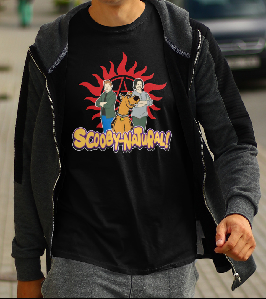 Scooby-Natural Supernatural Crossover Featuring Iconic Red Sun And Mystery Characters T-Shirt