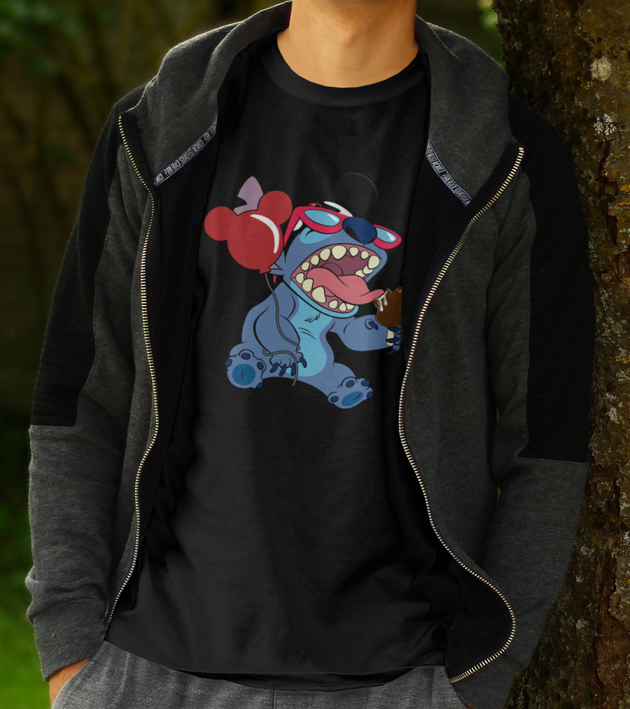 Stitch Vacay Mode With Ice Cream And Mickey Balloon T-Shirt