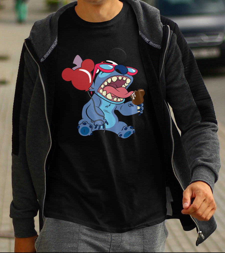 Stitch Vacay Mode With Ice Cream And Mickey Balloon T-Shirt