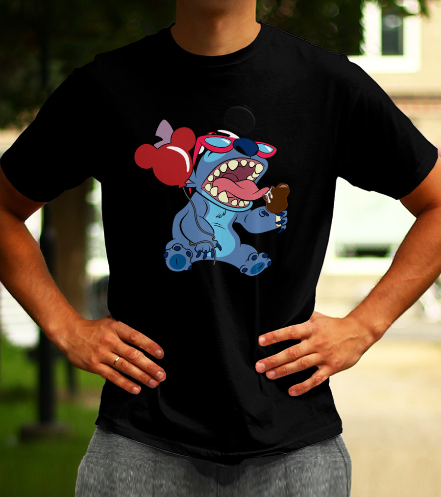 Stitch Vacay Mode With Ice Cream And Mickey Balloon T-Shirt