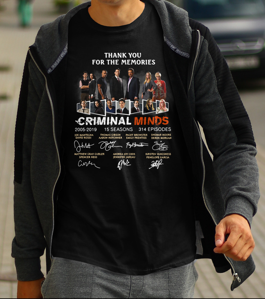 Thank You For The Memories Criminal Minds 15 Seasons 314 Episodes Cast Signatures T-Shirt