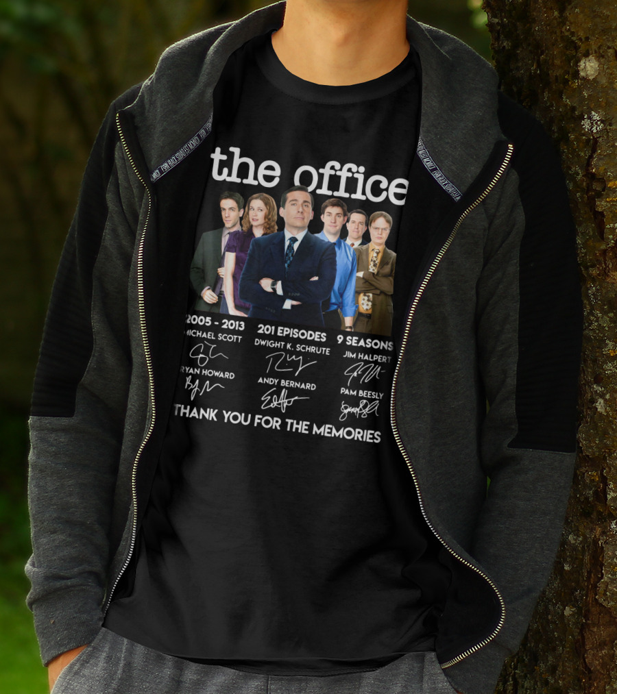 The Office 2005-2013 Thank You For The Memories 201 Episodes 9 Seasons Michael Scott Dwight K. Schrute Jim Halpert Pam Beesly Ryan Howard Andy Bernard T-Shirt