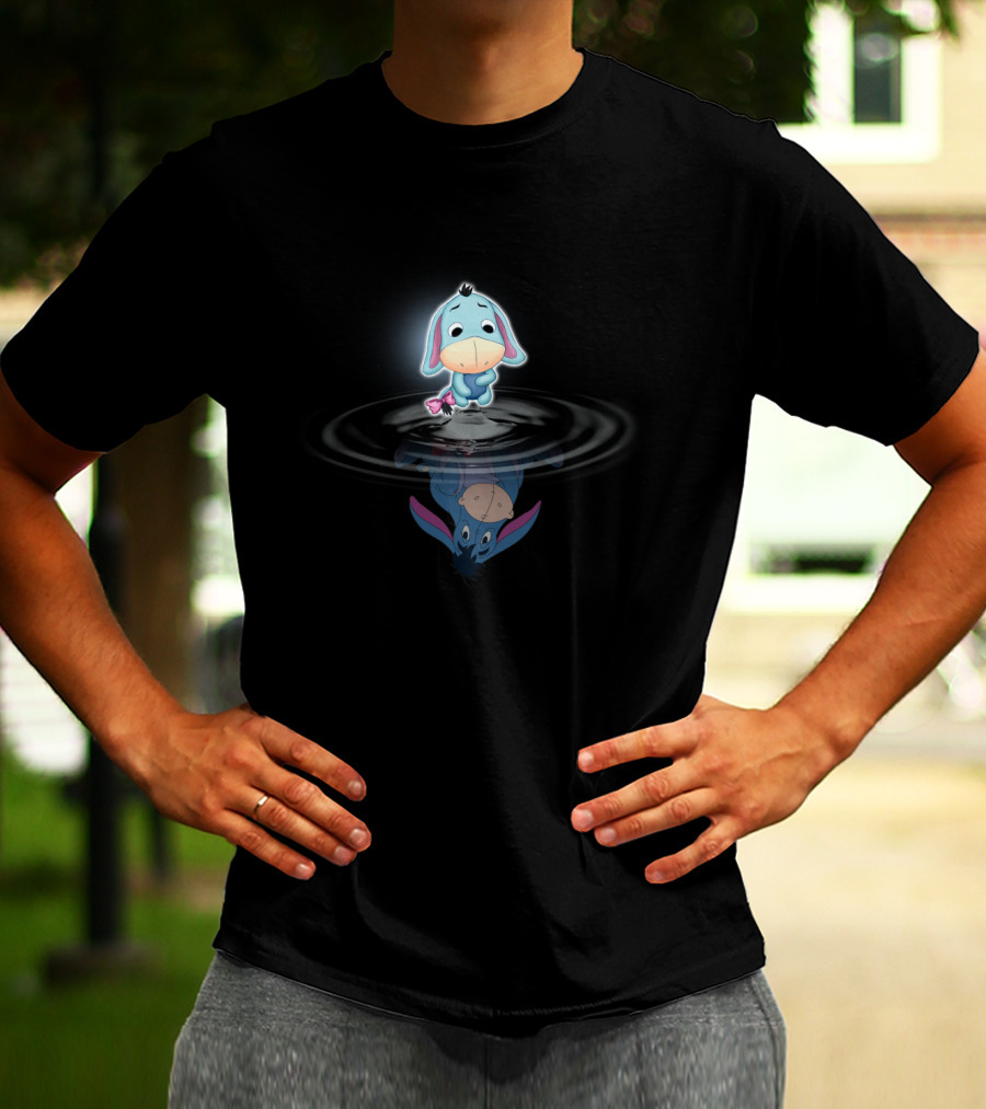 Winnie The Pooh Eeyore Reflected In Water With Glow Effect T-Shirt